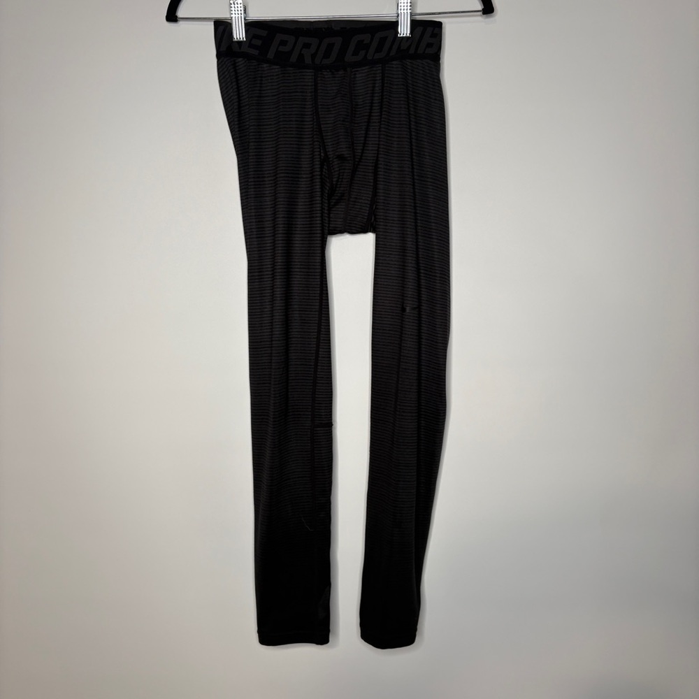 Nike Pro Combat Compression Tights Pants Grey Stripe Pull On Size Medium